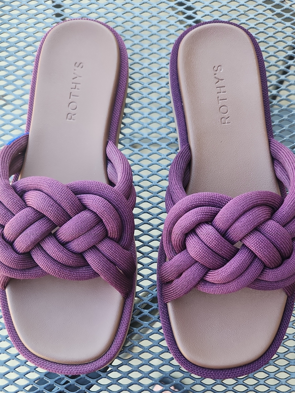 Rothy's Purple Braided Slide Sandals